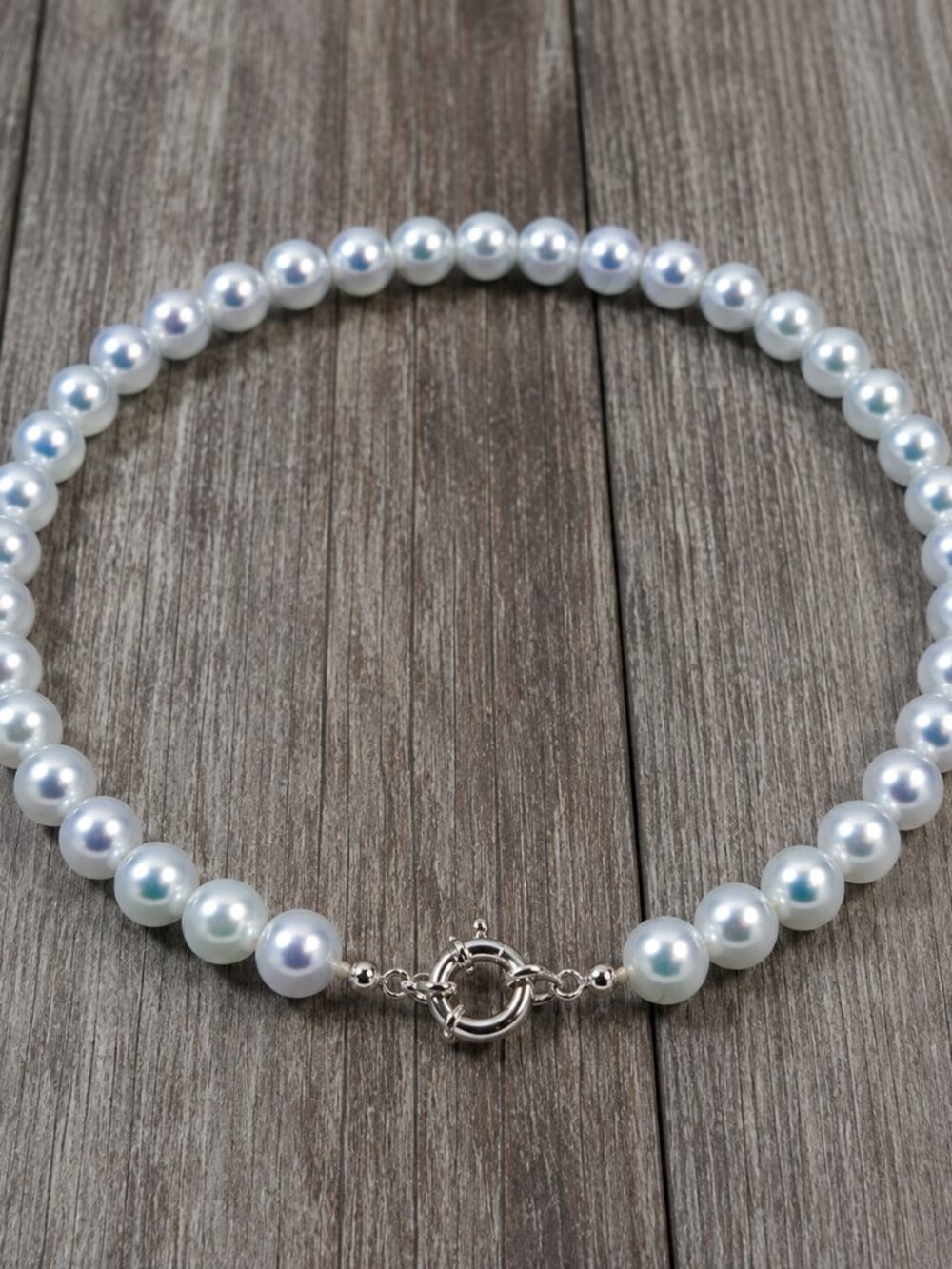 Pearl-45--8–9mm Light Blue Cultured Shell Pearl Necklace 18" / 45cm